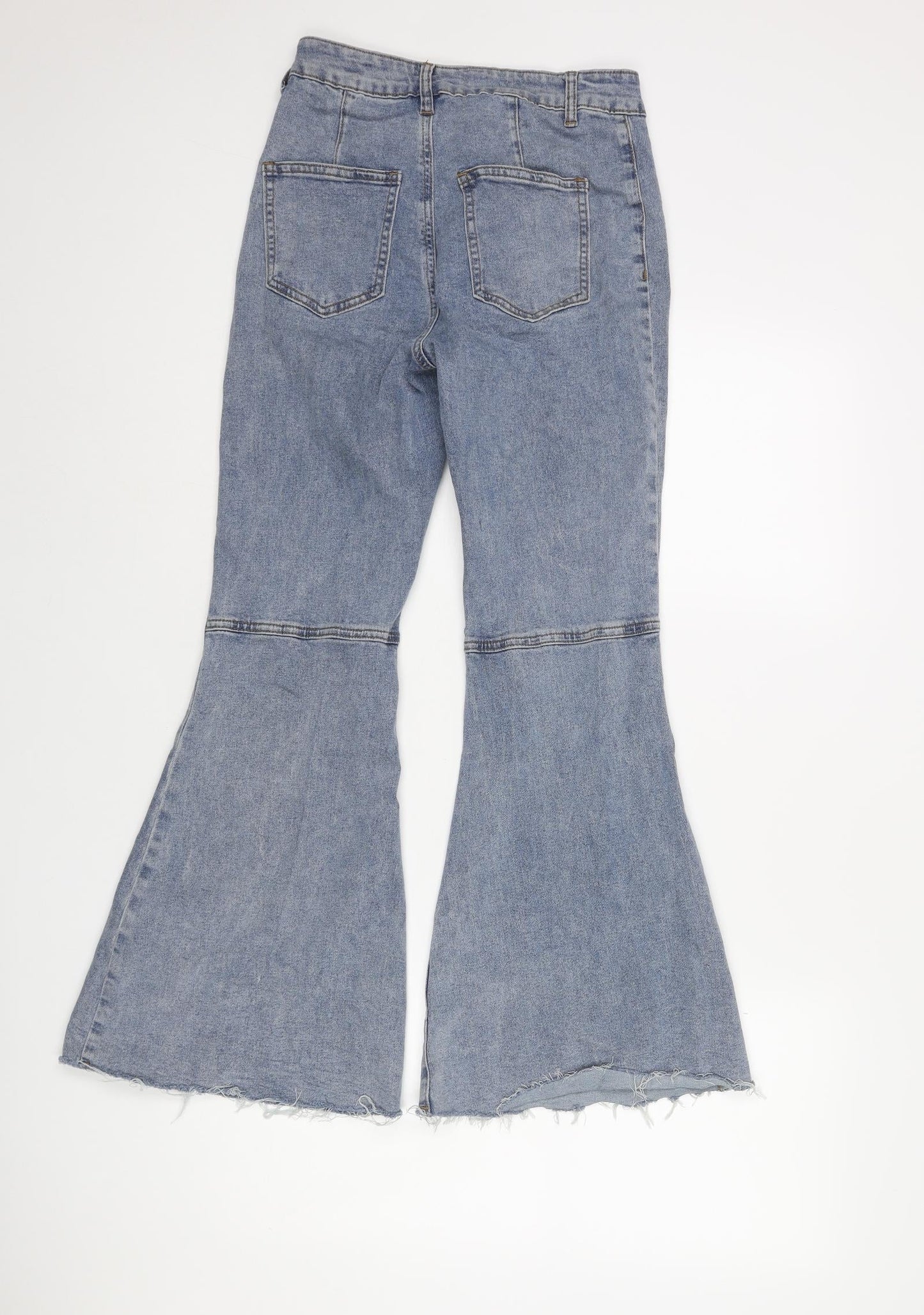 Cider Womens Blue Cotton Flared Jeans Size XS L27 in Regular Zip - Raw Hem