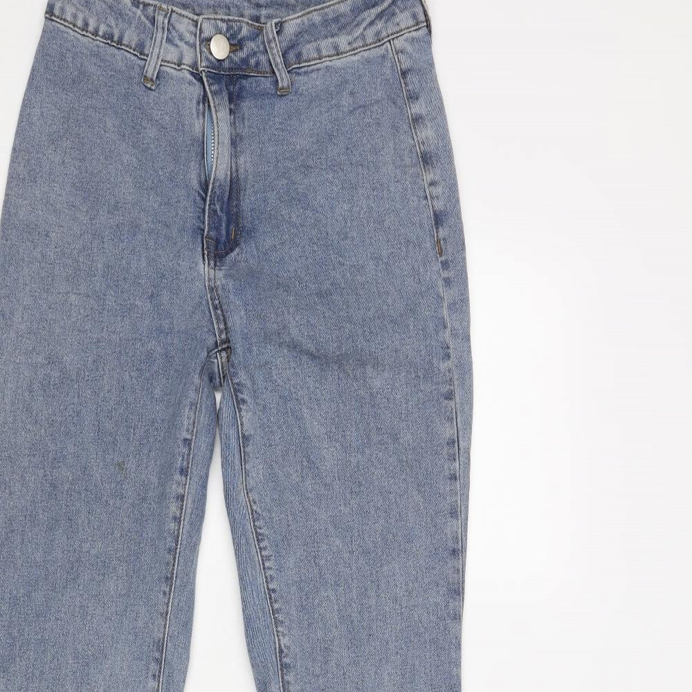 Cider Womens Blue Cotton Flared Jeans Size XS L27 in Regular Zip - Raw Hem