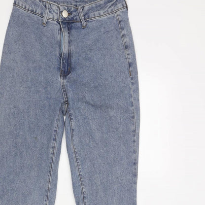 Cider Womens Blue Cotton Flared Jeans Size XS L27 in Regular Zip - Raw Hem