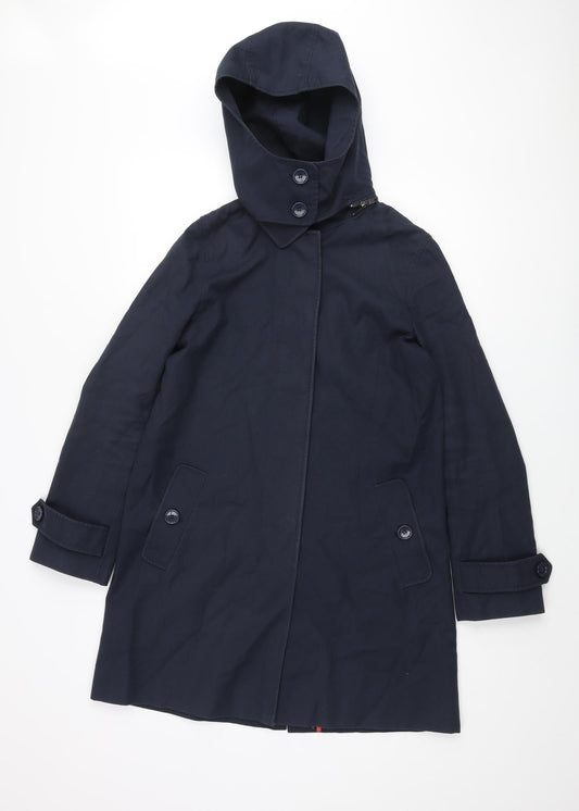 French Connection Womens Blue Trench Coat Coat Size 10 Button
