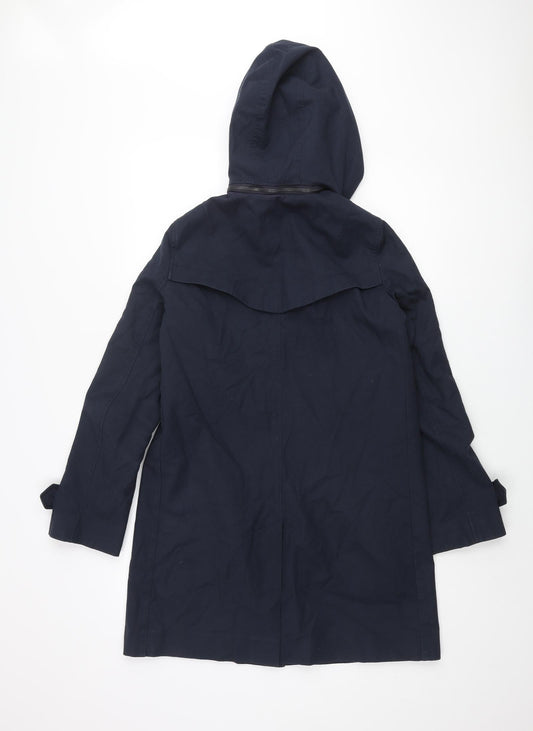 French Connection Womens Blue Trench Coat Coat Size 10 Button
