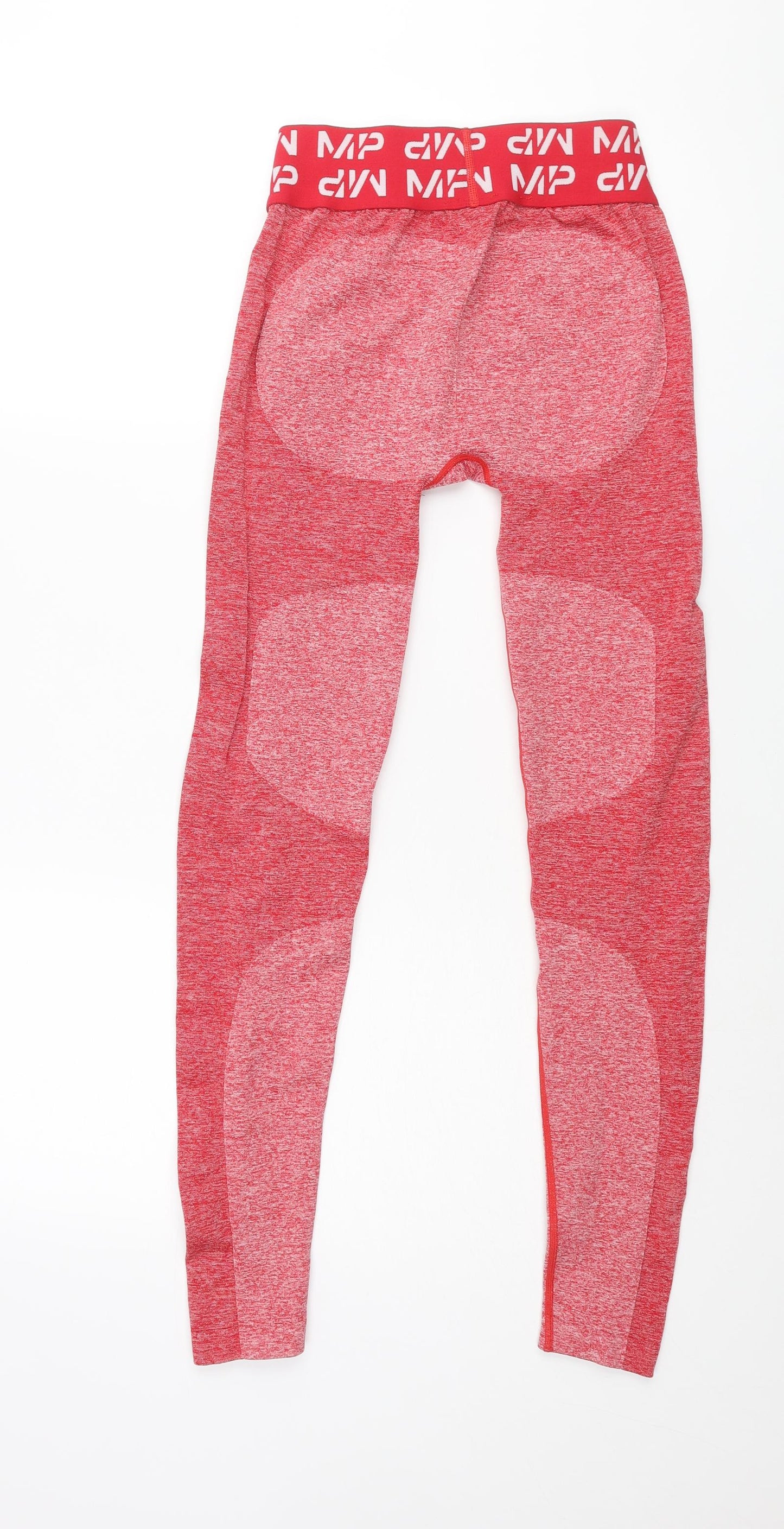 Myprotein Womens Red Colourblock Nylon Cropped Leggings Size S L27 in Regular Pullover - Logo Waistband