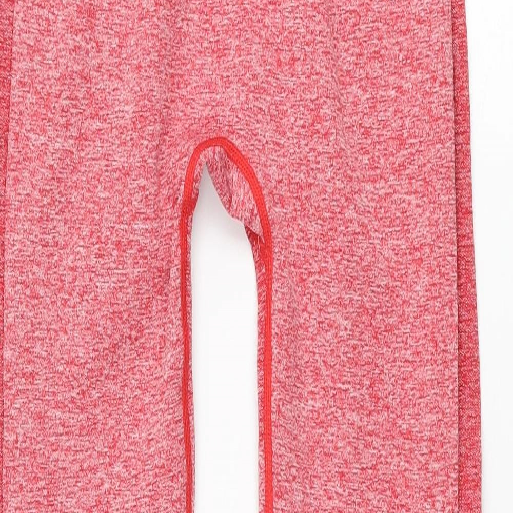Myprotein Womens Red Colourblock Nylon Cropped Leggings Size S L27 in Regular Pullover - Logo Waistband