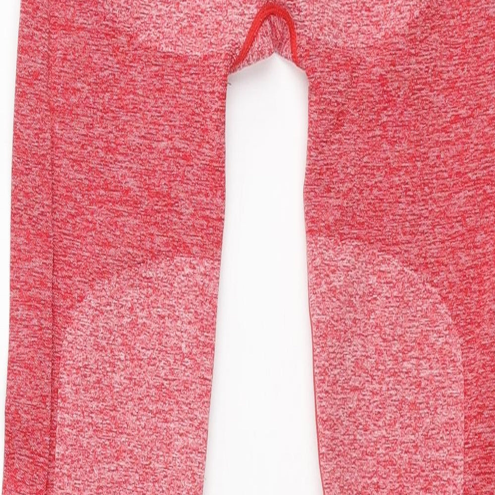 Myprotein Womens Red Colourblock Nylon Cropped Leggings Size S L27 in Regular Pullover - Logo Waistband