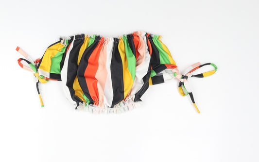 Cameo Rose Womens Multicoloured Striped Viscose Cropped Blouse Size 8 Off the Shoulder - Rouched Bow