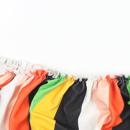 Cameo Rose Womens Multicoloured Striped Viscose Cropped Blouse Size 8 Off the Shoulder - Rouched Bow