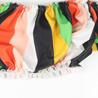 Cameo Rose Womens Multicoloured Striped Viscose Cropped Blouse Size 8 Off the Shoulder - Rouched Bow