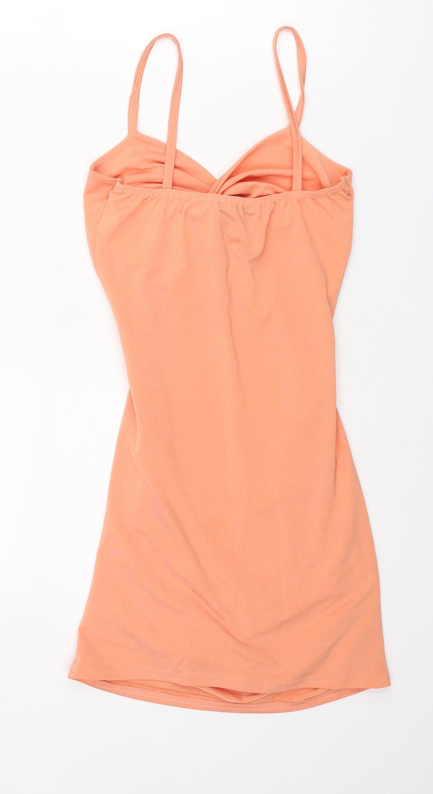 Boohoo Womens Pink Polyester Mini Size 8 Sweetheart Pullover - Rouched Knot Detail