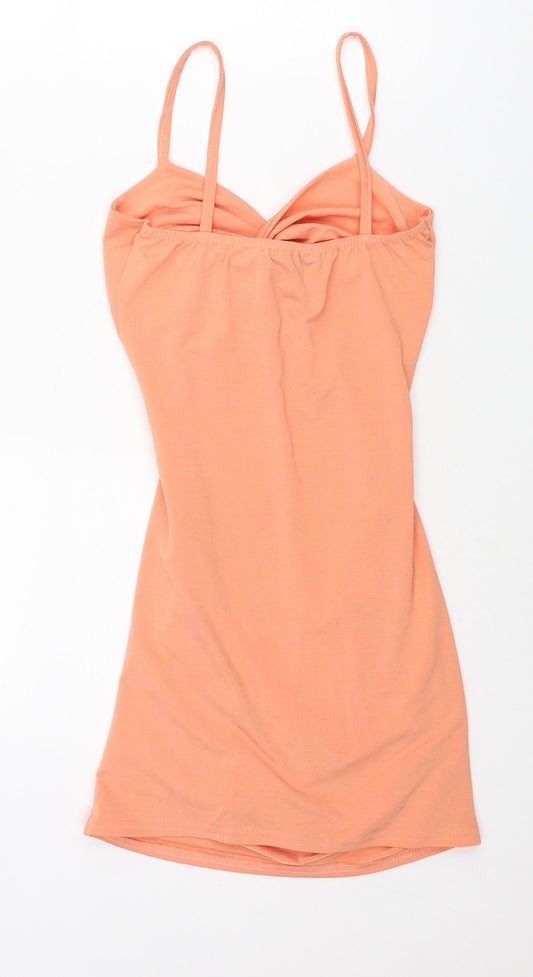 Boohoo Womens Pink Polyester Mini Size 8 Sweetheart Pullover - Rouched Knot Detail