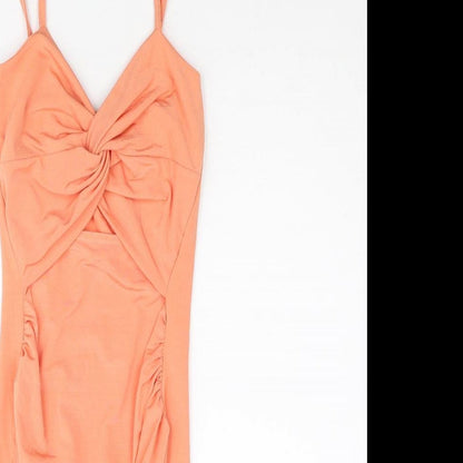 Boohoo Womens Pink Polyester Mini Size 8 Sweetheart Pullover - Rouched Knot Detail