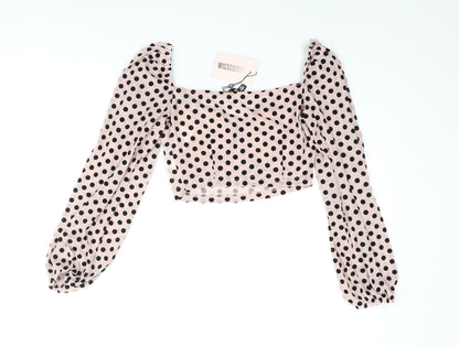 Womens UK Size 8 Missguided Pink Cropped Blouse