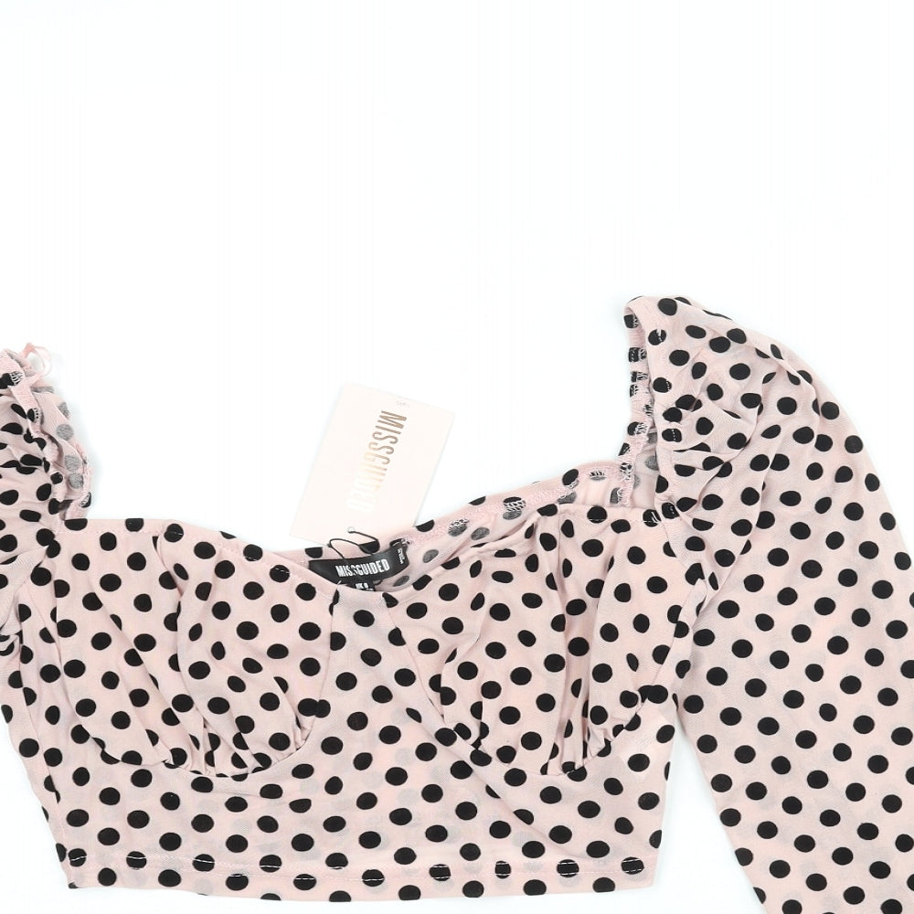 Womens UK Size 8 Missguided Pink Cropped Blouse