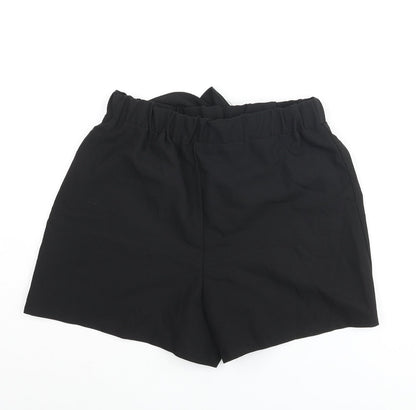 Boohoo Womens Black Polyester Basic Shorts Size 8 Regular Pull On - Tie Detail