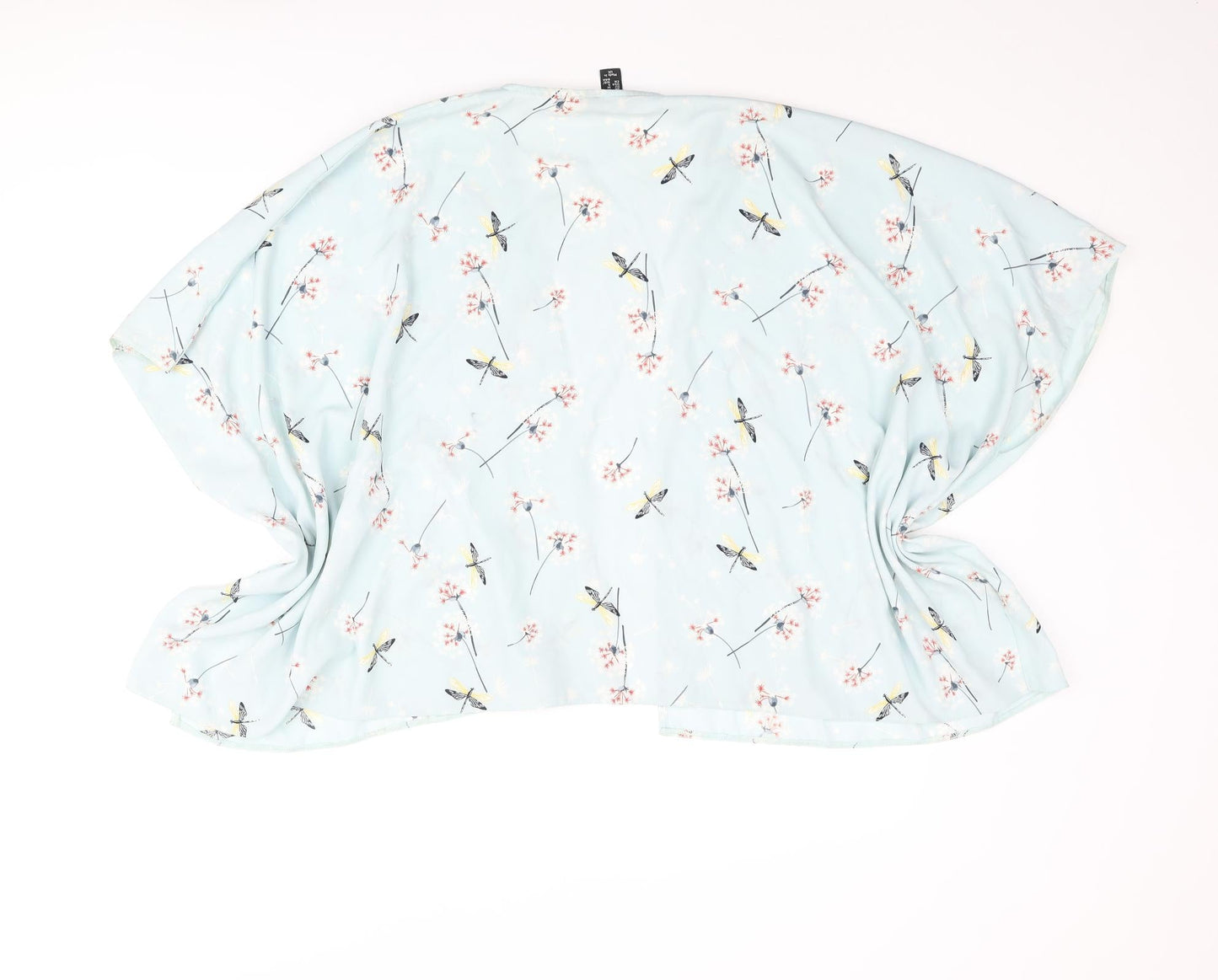 New Look Girls Blue Geometric Polyester Kimono Blouse Size M V-Neck - Dragonfly Print