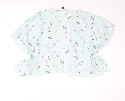 New Look Girls Blue Geometric Polyester Kimono Blouse Size M V-Neck - Dragonfly Print