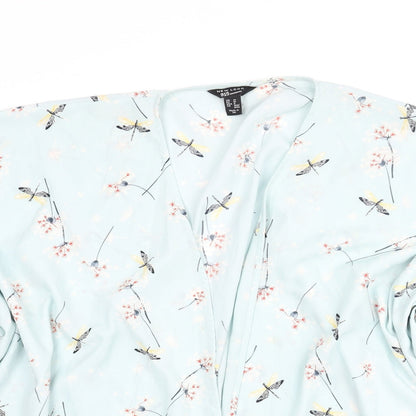 New Look Girls Blue Geometric Polyester Kimono Blouse Size M V-Neck - Dragonfly Print