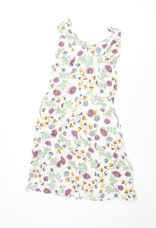 Monsoon Womens Multicoloured Floral Viscose Shift Size 10 V-Neck Zip