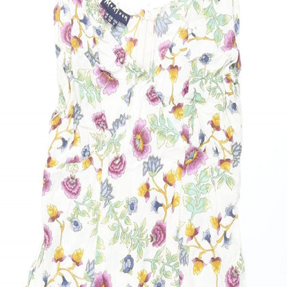 Monsoon Womens Multicoloured Floral Viscose Shift Size 10 V-Neck Zip