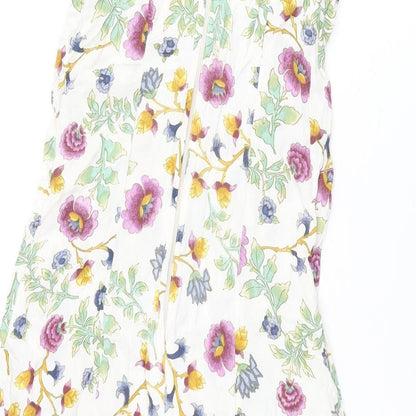 Monsoon Womens Multicoloured Floral Viscose Shift Size 10 V-Neck Zip
