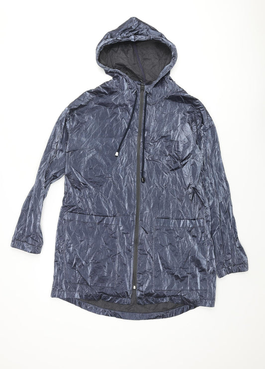James Lakeland Womens Blue Rain Coat Coat Size 12 Zip
