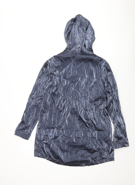 James Lakeland Womens Blue Rain Coat Coat Size 12 Zip