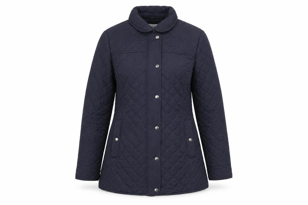 Womens UK Size 10 Classic Blue Quilted Coat
