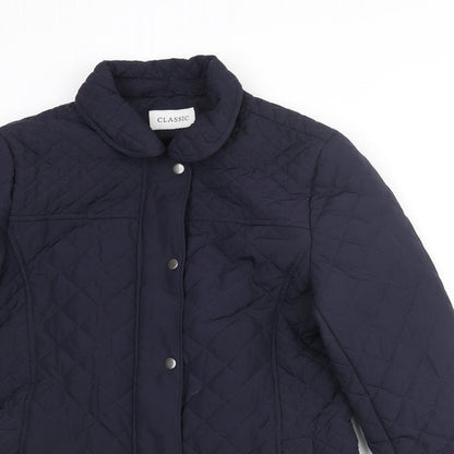 Womens UK Size 10 Classic Blue Quilted Coat