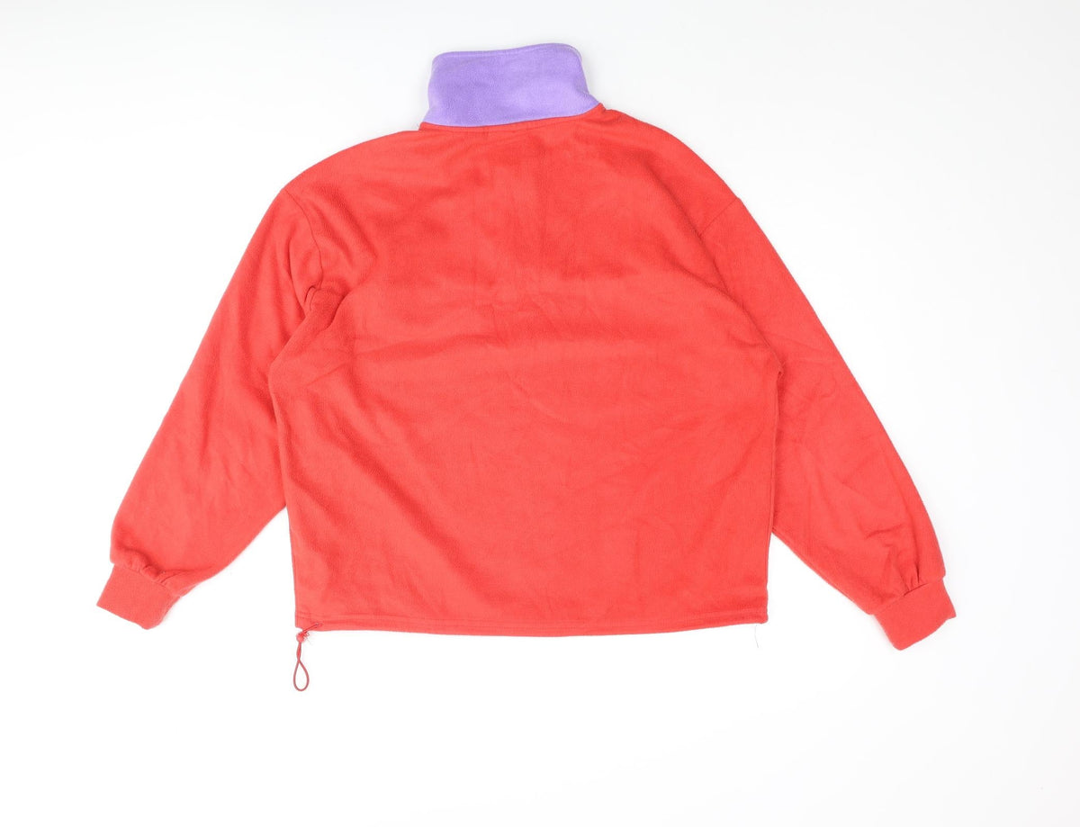 Back view of Only women’s red polyester pullover sweatshirt, size S, zip - drawstring hem