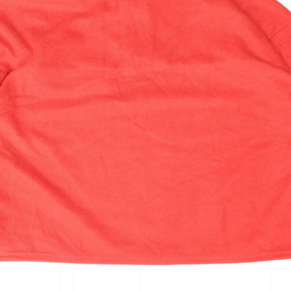 Brand and care label for Only women’s red polyester pullover sweatshirt, size S, zip - drawstring hem