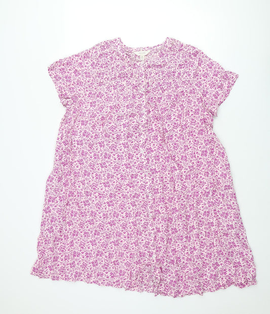 Per Una Womens Purple Viscose Shift Size 16 Round Neck Button - Belted