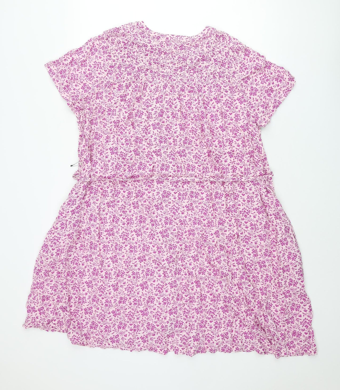 Per Una Womens Purple Viscose Shift Size 16 Round Neck Button - Belted