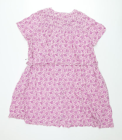 Per Una Womens Purple Viscose Shift Size 16 Round Neck Button - Belted