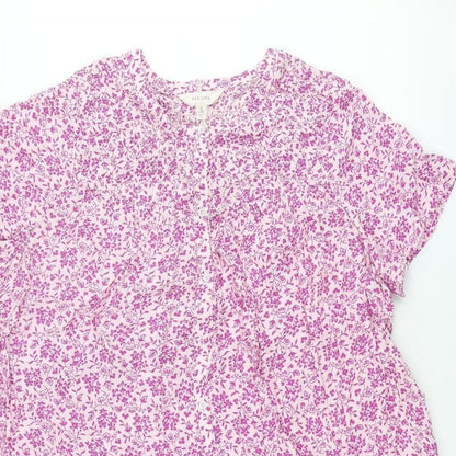 Per Una Womens Purple Viscose Shift Size 16 Round Neck Button - Belted