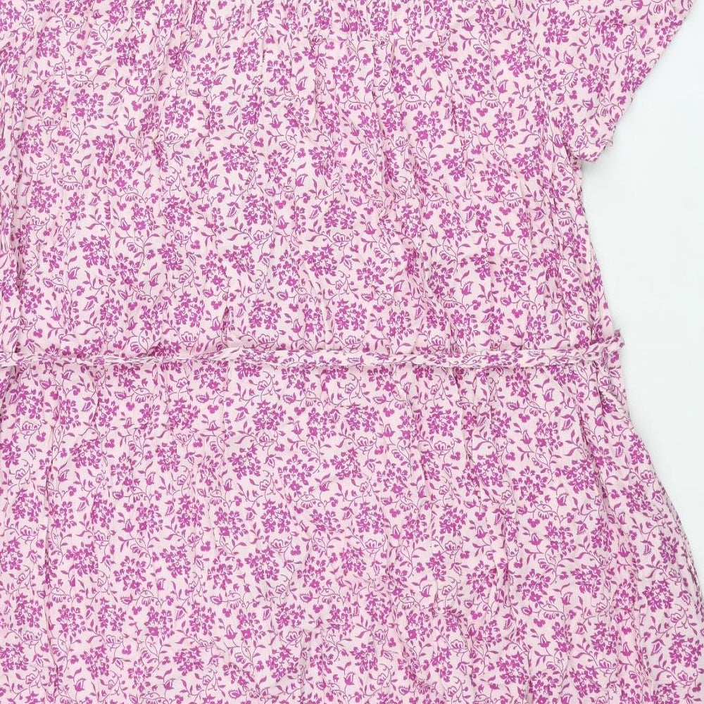 Per Una Womens Purple Viscose Shift Size 16 Round Neck Button - Belted