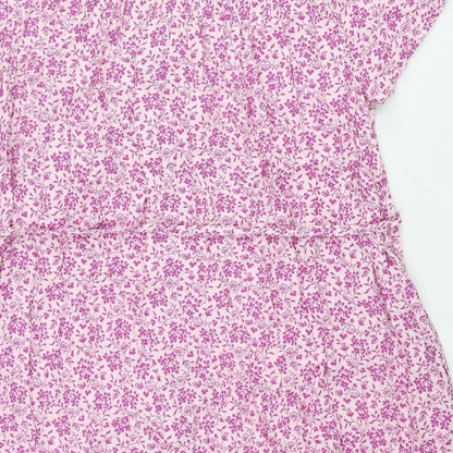 Per Una Womens Purple Viscose Shift Size 16 Round Neck Button - Belted