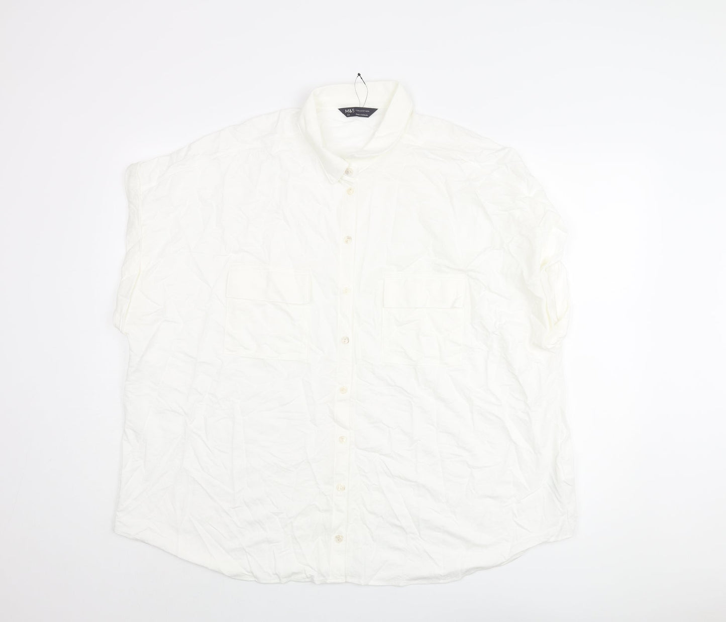 Womens UK Size 22 Marks and Spencer White Basic Button-Up