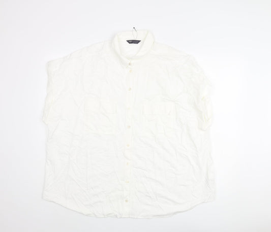 Womens UK Size 22 Marks and Spencer White Basic Button-Up