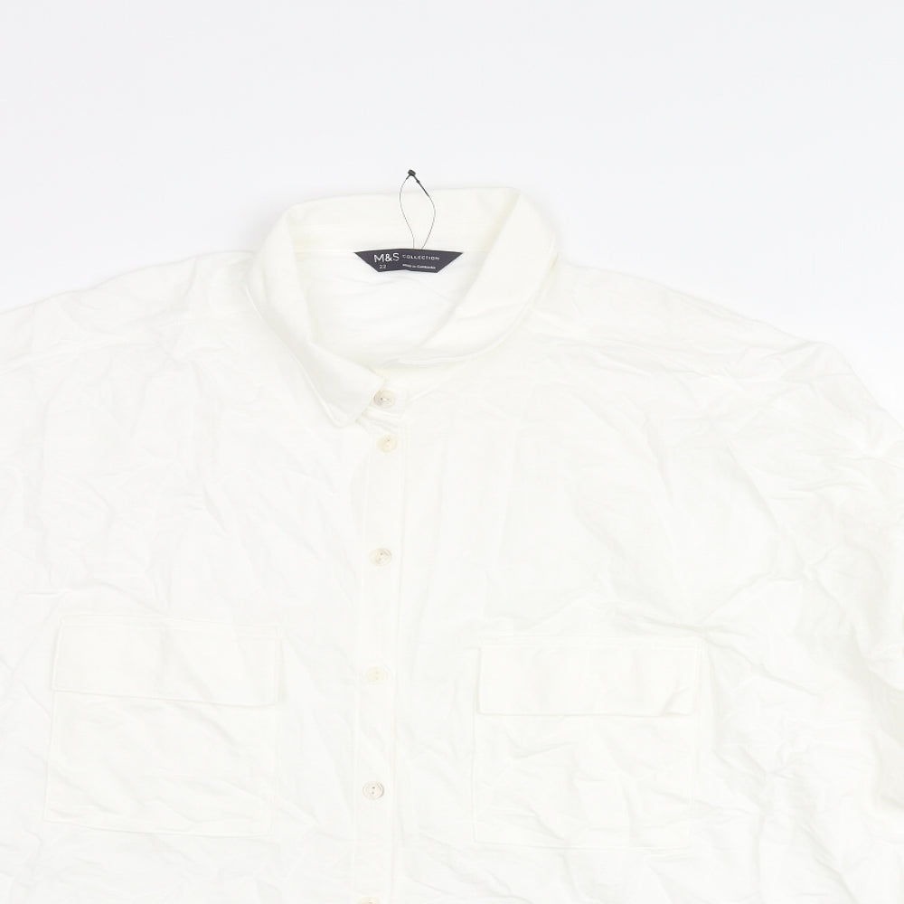 Womens UK Size 22 Marks and Spencer White Basic Button-Up