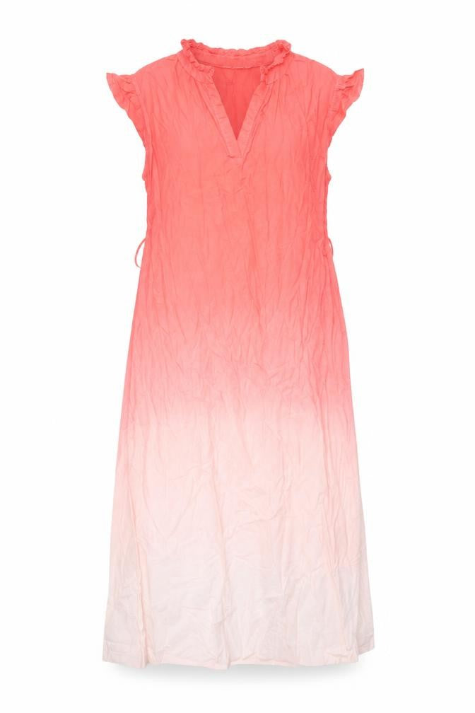 Per Una Womens Pink Cotton Shift Size 6 V-Neck Pullover - Ombre Belted