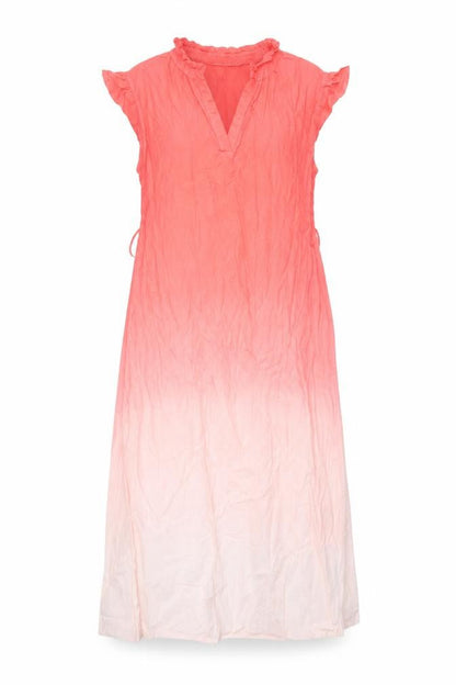 Per Una Womens Pink Cotton Shift Size 6 V-Neck Pullover - Ombre Belted