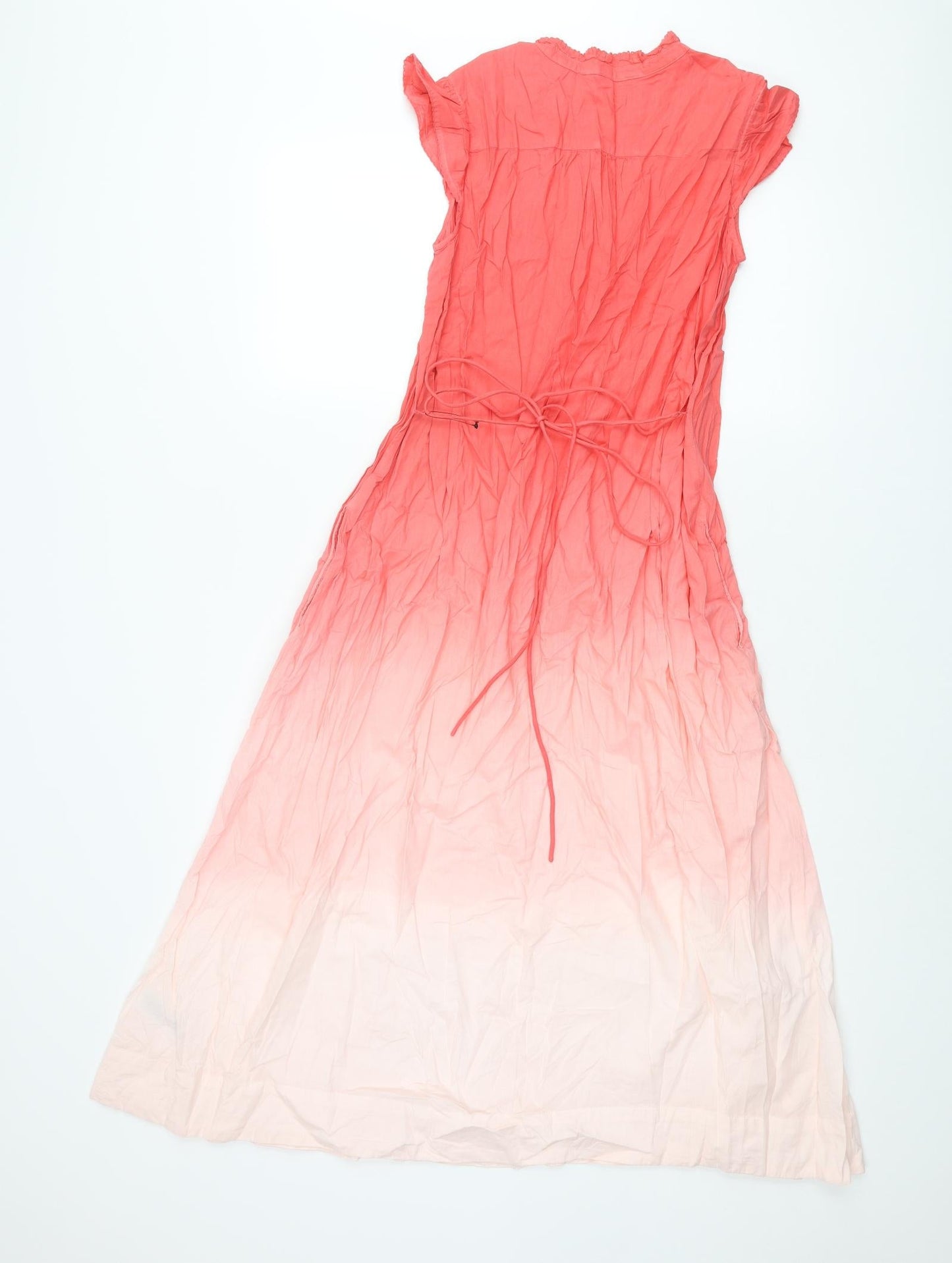 Per Una Womens Pink Cotton Shift Size 6 V-Neck Pullover - Ombre Belted