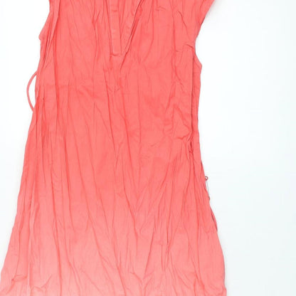 Per Una Womens Pink Cotton Shift Size 6 V-Neck Pullover - Ombre Belted