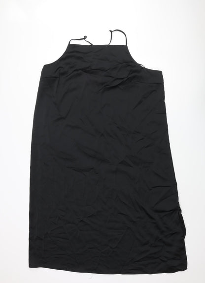 Marks and Spencer Womens Black Polyester Slip Dress Size 22 Square Neck Pullover