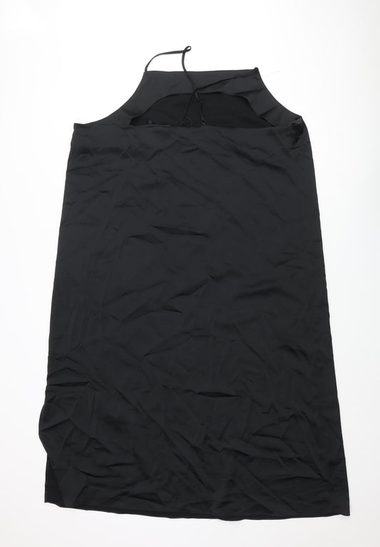 Marks and Spencer Womens Black Polyester Slip Dress Size 22 Square Neck Pullover