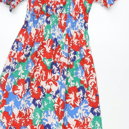 Marks and Spencer Womens Multicoloured Floral Polyester Maxi Size 8 V-Neck Button