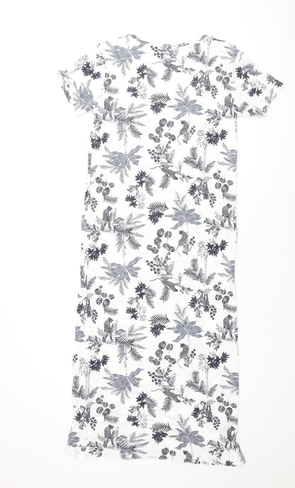 Marks and Spencer Womens White Geometric Cotton Top Dress Size 6 - Leaf Jaguar Print