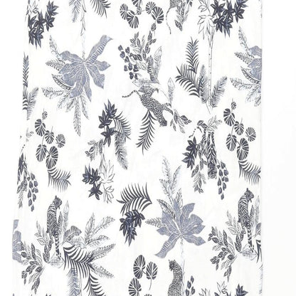 Marks and Spencer Womens White Geometric Cotton Top Dress Size 6 - Leaf Jaguar Print