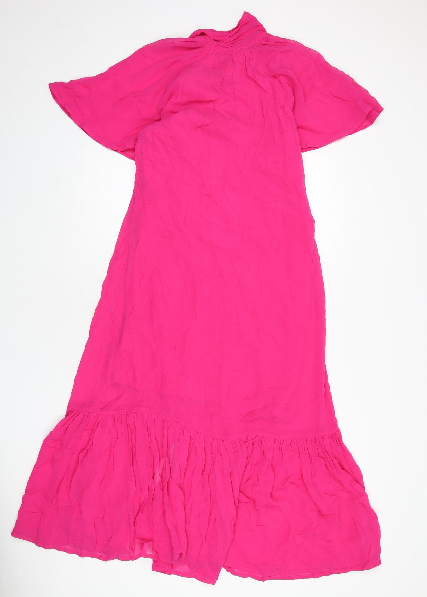 Monsoon Womens Pink Viscose Maxi Size 8 V-Neck Button