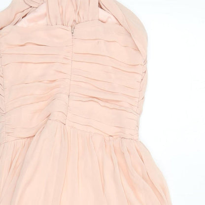 ASOS Womens Pink Polyester Mini Size 8 Halter Zip