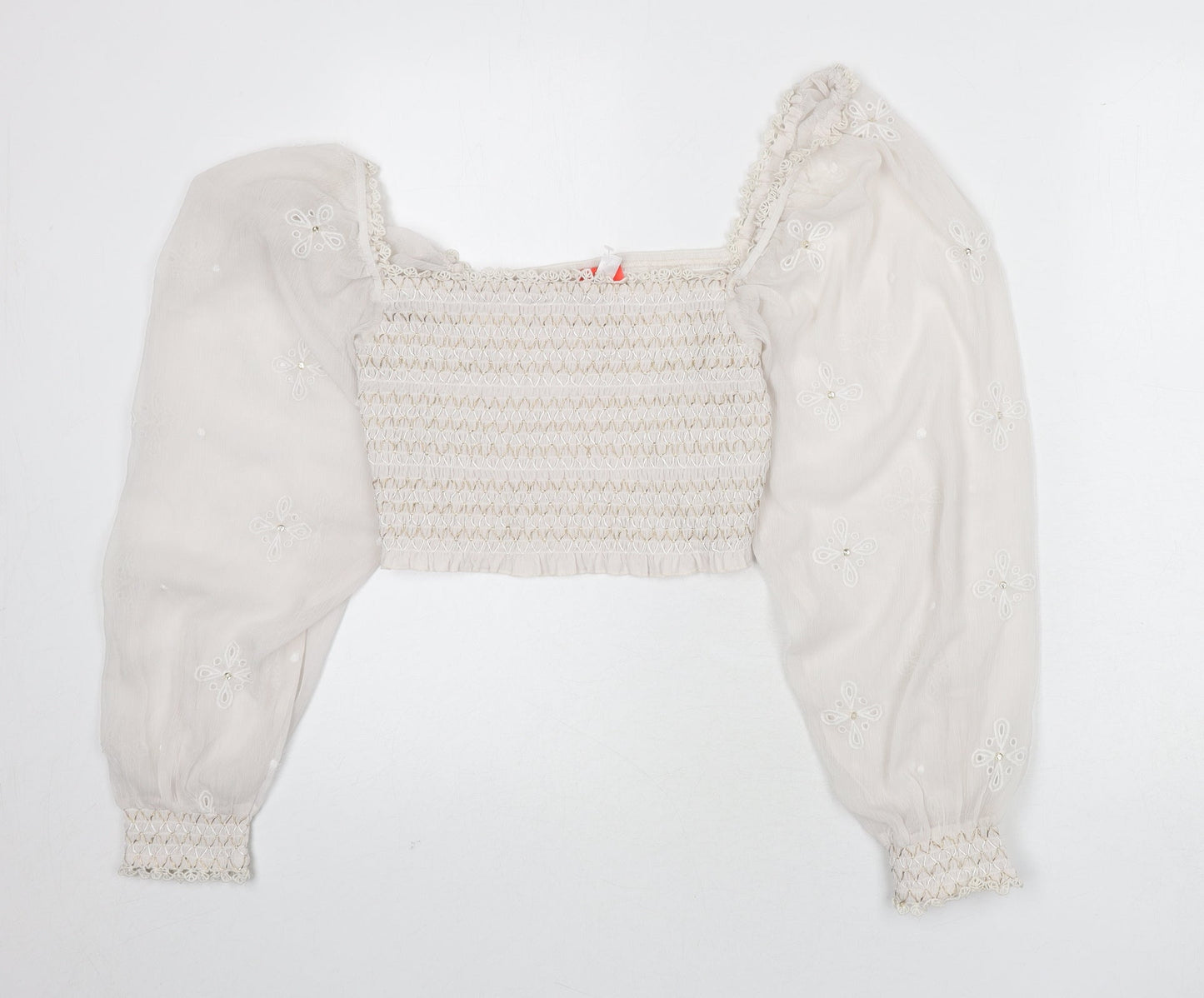 Womens UK Size M River Island Ivory Cropped Blouse